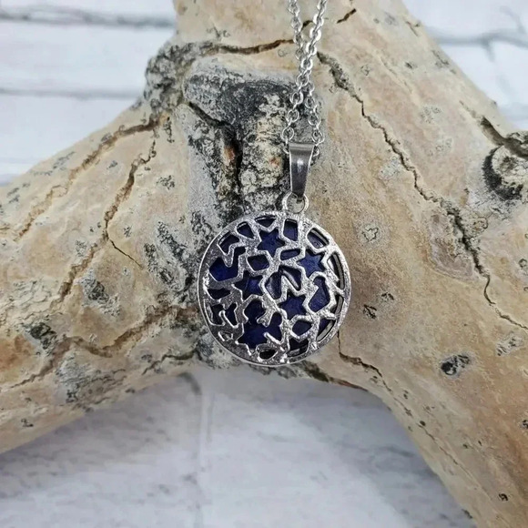 Lapis Lazuli Mother and Baby Cat Necklace with Natural Stone Center - Picture 8 of 8